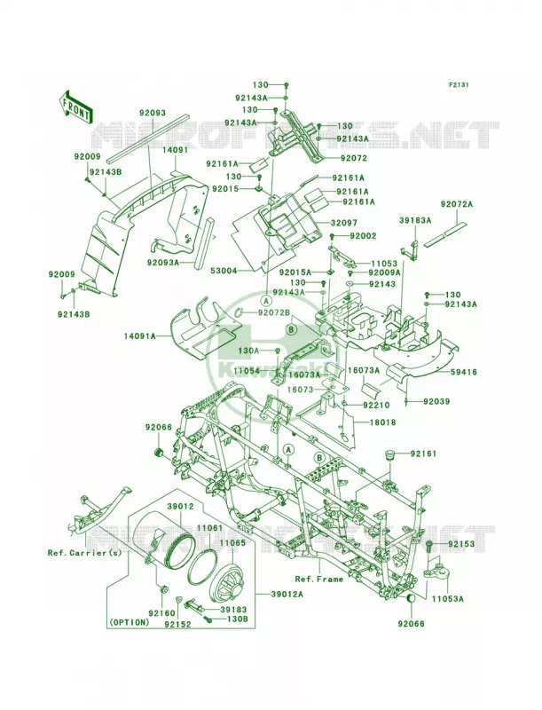 Frame Fittings Kawasaki QUAD 650 2007 Brute Force 650 4x4i  KVF650F7F