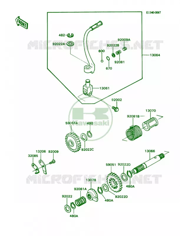 Kickstarter Mechanism Kawasaki MOTOS 80 1988 KD80  KD80-N1
