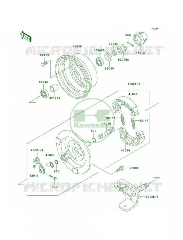 Front Hub Kawasaki QUAD 250 2006 Bayou 250  KLF250A6F