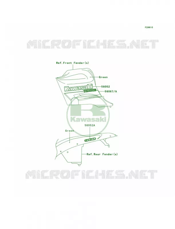 DecalsGreenB7F Kawasaki QUAD 360 2006 Prairie 360  KVF360B6F