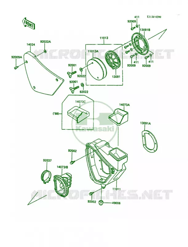 Air Cleaner Kawasaki MOTOS 200 1988 KDX200  KDX200-C3