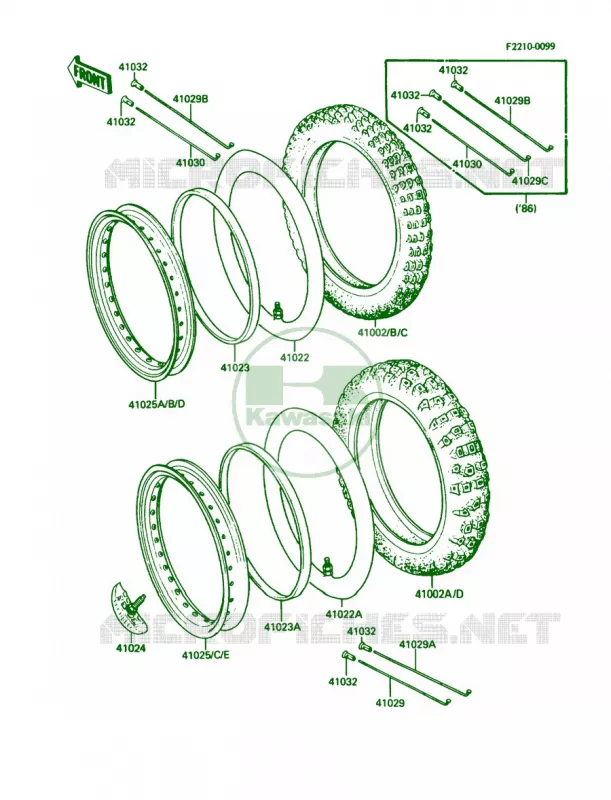 WheelsTires Kawasaki MOTOS 200 1988 KDX200  KDX200-C3