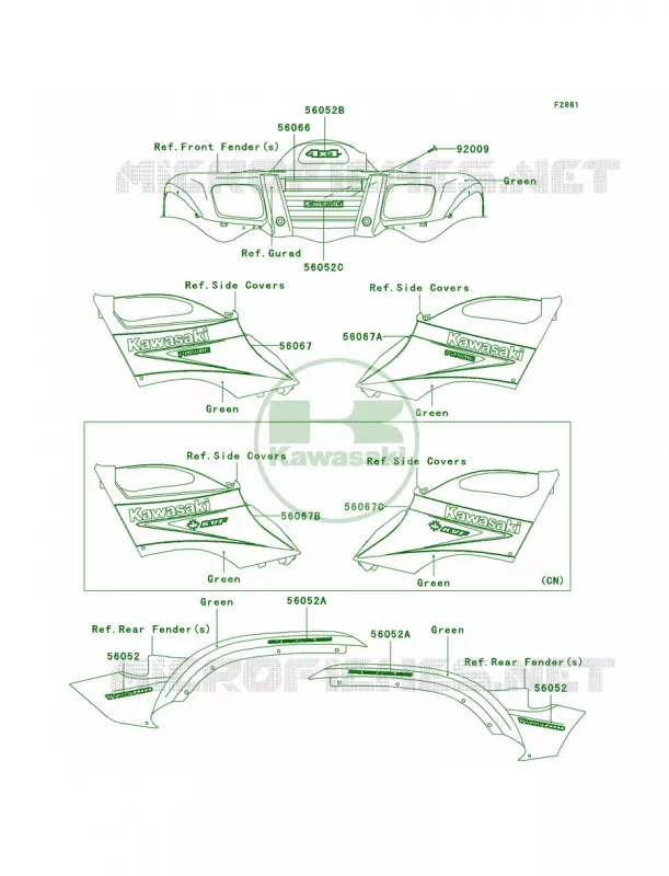 DecalsGreen Kawasaki QUAD 700 2006 Prairie 700 4x4 Team Green Special Edition  KVF700D6F