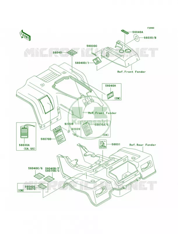 Labels Kawasaki QUAD 250 2005 Bayou 250  KLF250-A3