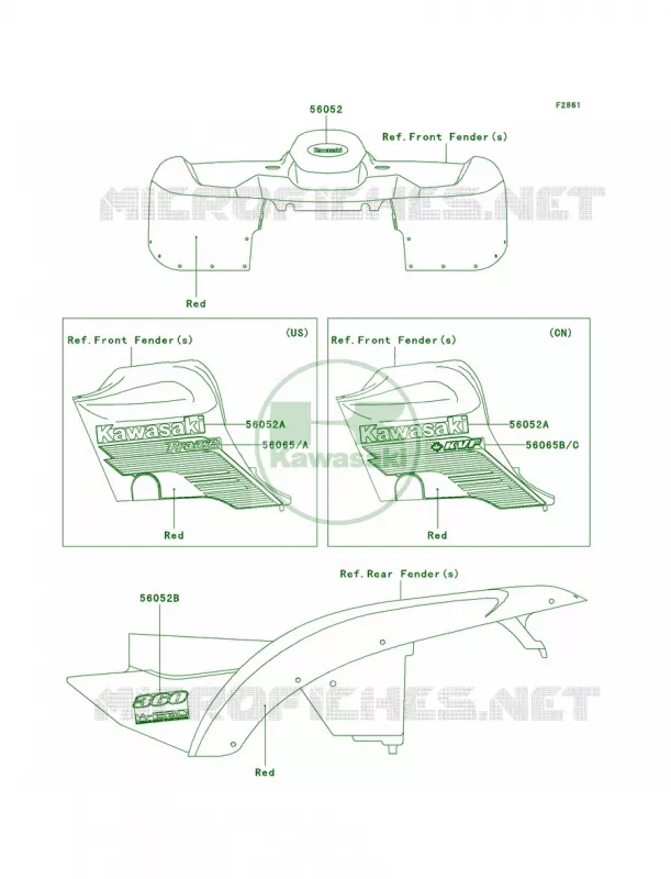 DecalsRedA1 Kawasaki QUAD 360 2005 Prairie 360 4X4  KVF360-A3