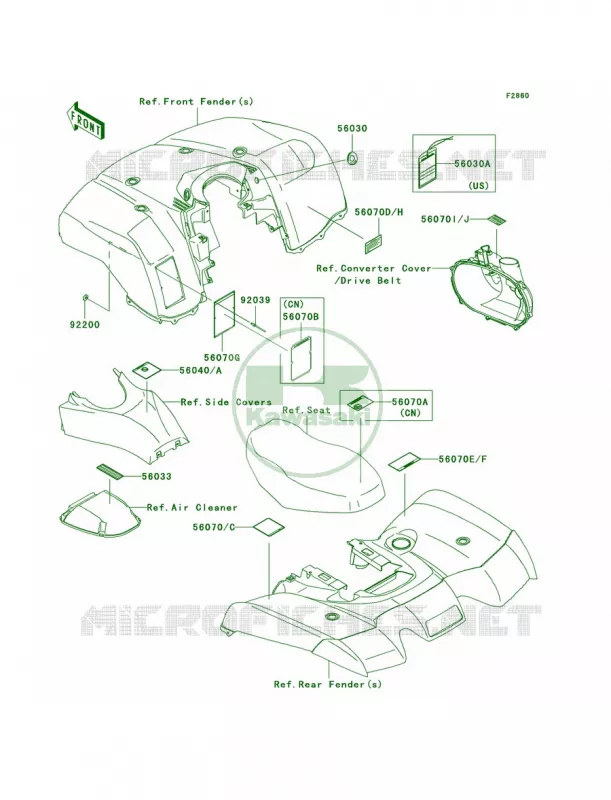 Labels Kawasaki QUAD 650 2005 Brute Force 650 4x4  KVF650-D1