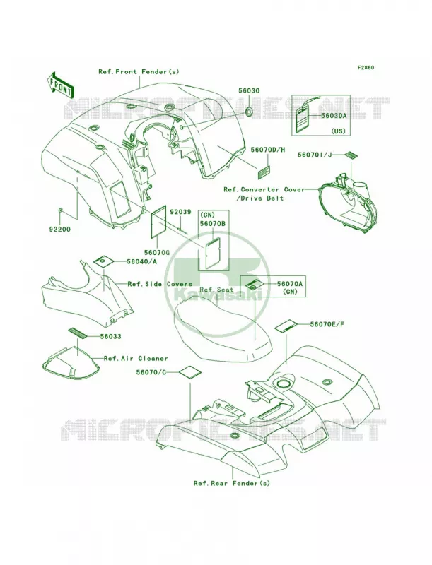 Labels Kawasaki QUAD 650 2005 Brute Force 650 4x4  KVF650-E1
