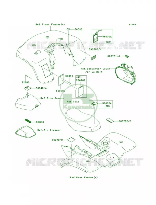 LabelsA2 Kawasaki QUAD 700 2005 Prairie 700 4x4  KVF700-A2