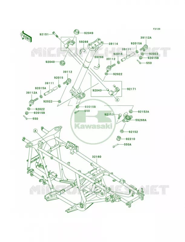 Frame Kawasaki QUAD 700 2005 Prairie 700 4x4 Team Green Special Edition  KVF700-D1