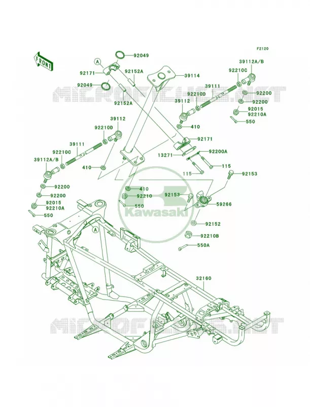Frame Kawasaki QUAD 360 2004 Prairie 360 4X4  KVF360-A2