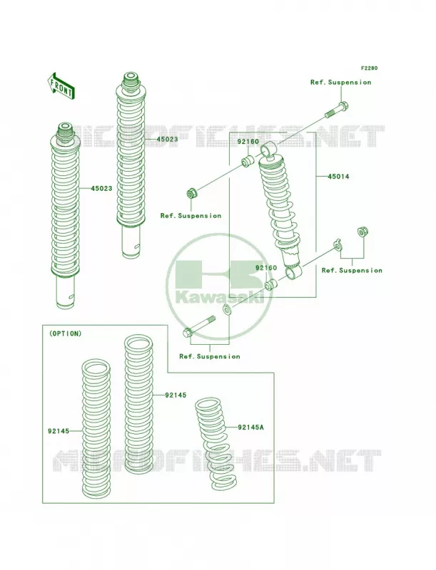 Shock Absorbers Kawasaki QUAD 360 2004 Prairie 360 4X4  KVF360-A2