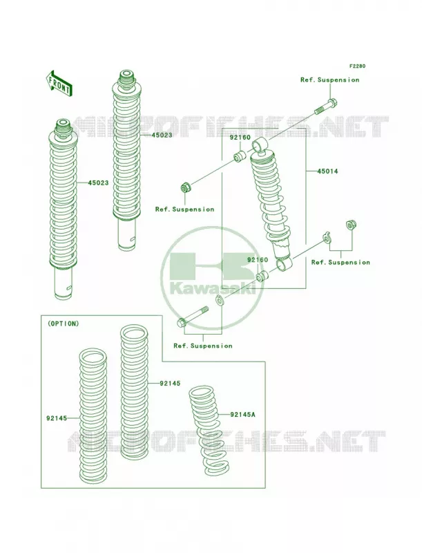 Shock Absorbers Kawasaki QUAD 360 2004 Prairie 360  KVF360-B2