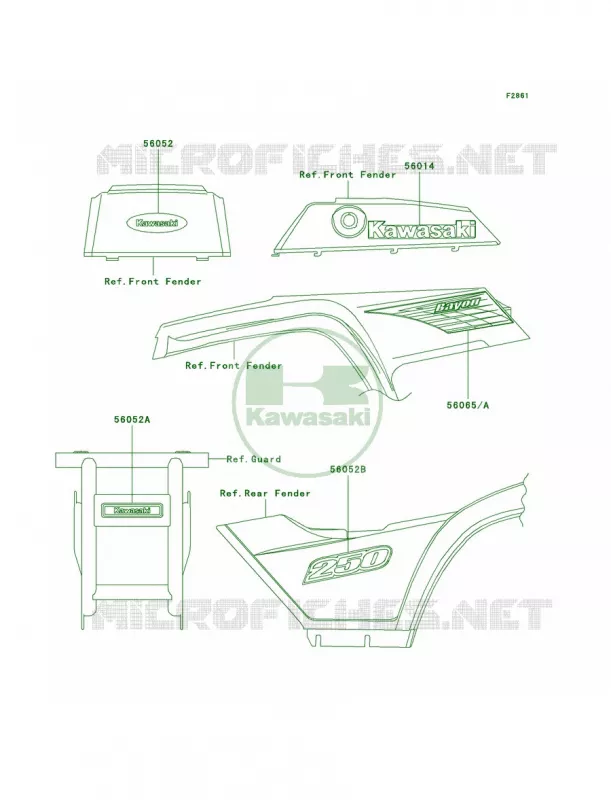 DecalsRedKLF250-A1 Kawasaki QUAD 250 2003 Bayou 250  KLF250-A1