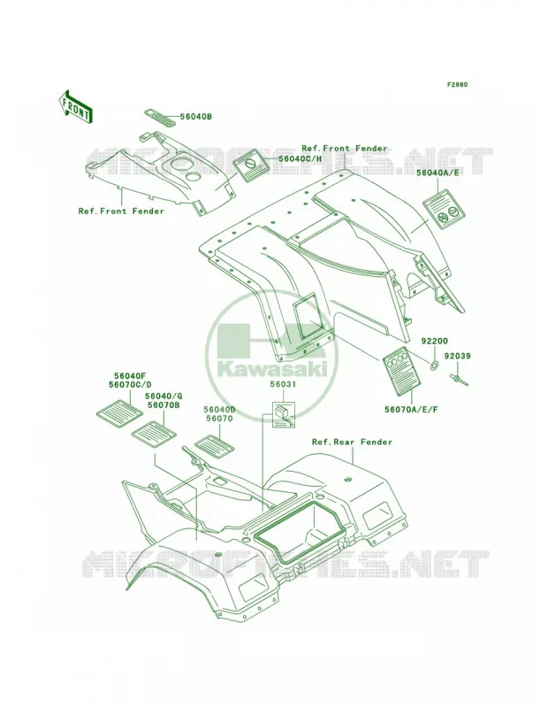 Labels Kawasaki QUAD 300 2003 Bayou 300 4X4  KLF300-C15