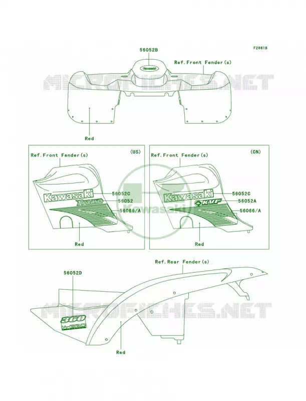 DecalsRedA2 Kawasaki QUAD 360 2003 Prairie 360 4X4  KVF360-A1