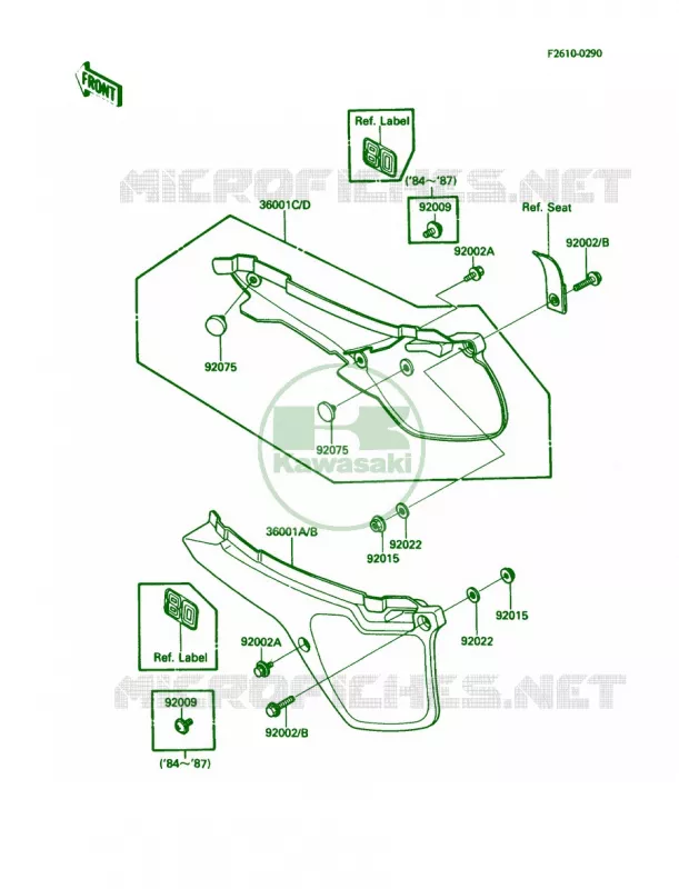 Side Covers Kawasaki MOTOS 80 1987 KDX80  KDX80-C4