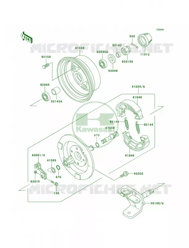 Front Hub Kawasaki QUAD 220 2002 Bayou 220  KLF220-A15