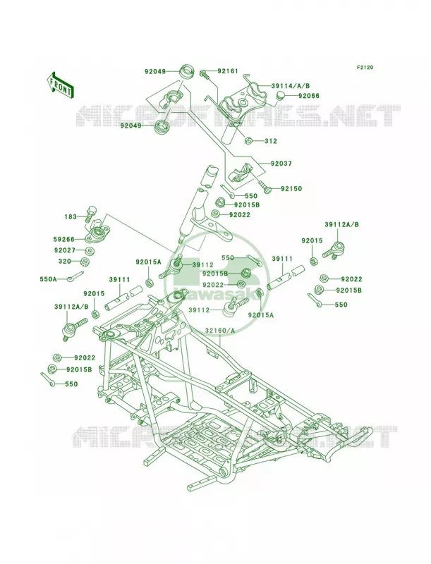 Frame Kawasaki QUAD 400 2002 Prairie 400 4X4  KVF400-C4