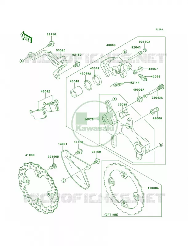 Rear Brake Kawasaki MOTOS 450 2013 KLX450R  KLX450ADF