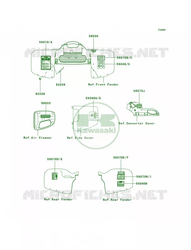 Labels Kawasaki QUAD 650 2002 Prairie 650 4X4  KVF650-A1
