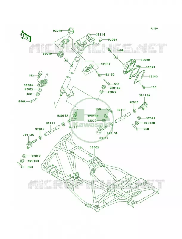 Frame Kawasaki QUAD 220 2001 Bayou 220  KLF220-A14