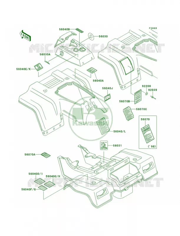 Labels Kawasaki QUAD 220 2001 Bayou 220  KLF220-A14