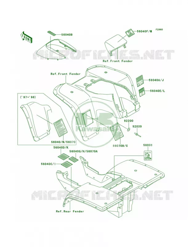 Labels Kawasaki QUAD 300 2001 Bayou 300  KLF300-B14