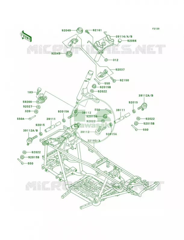 Frame Kawasaki QUAD 400 2001 Prairie 400 4X4  KVF400-C3