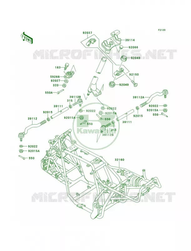 Frame Kawasaki QUAD 300 2000 Bayou 300  KLF300-B13
