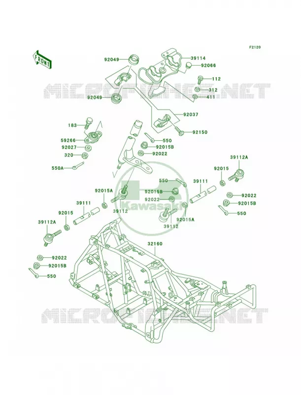 Frame Kawasaki QUAD 300 2000 Bayou 300 4X4  KLF300-C12