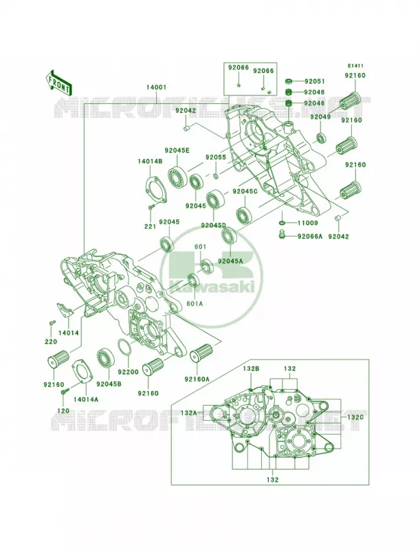 Crankcase Kawasaki QUAD 300 2000 Prairie 300 4X4  KVF300-A2