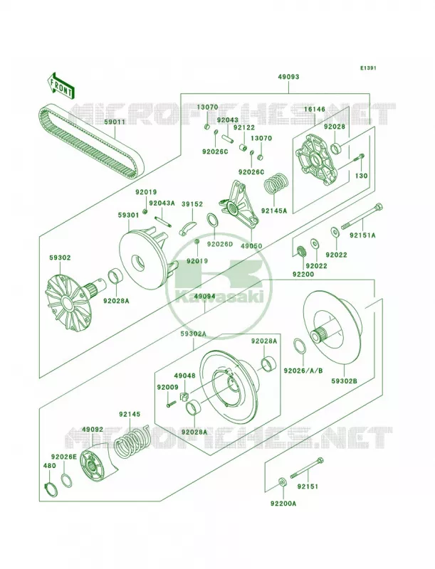 Drive Converter Kawasaki QUAD 300 2000 Prairie 300 4X4  KVF300-A2