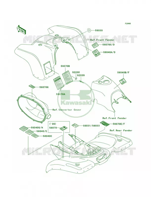 Labels Kawasaki QUAD 300 2000 Prairie 300 4X4  KVF300-A2