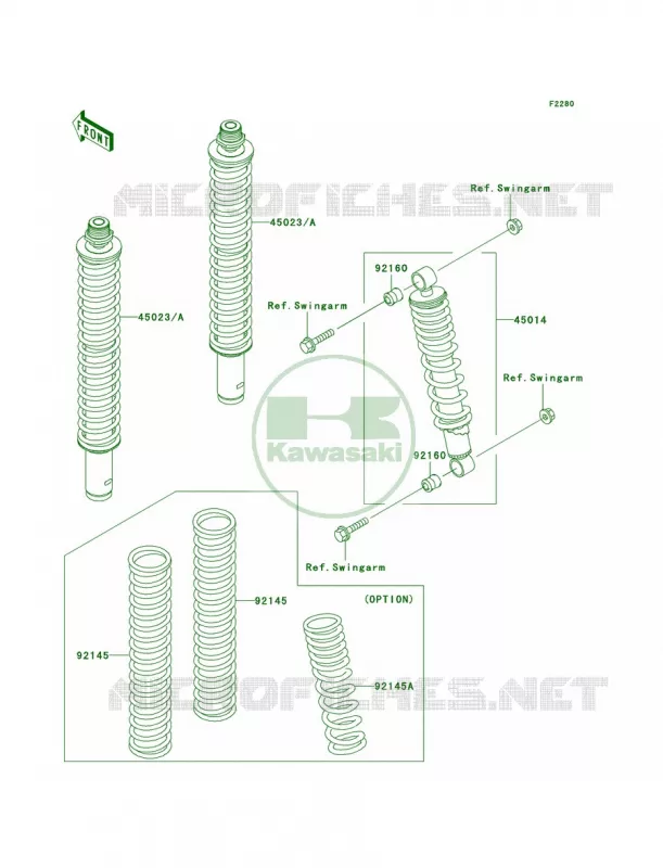 Shock Absorbers Kawasaki QUAD 400 2000 Prairie 400 4X4  KVF400-C2