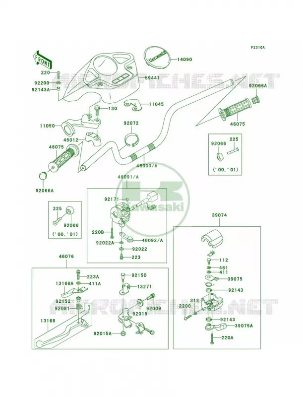 HandlebarD2-D4 Kawasaki QUAD 400 2000 Prairie 400  KVF400-D2