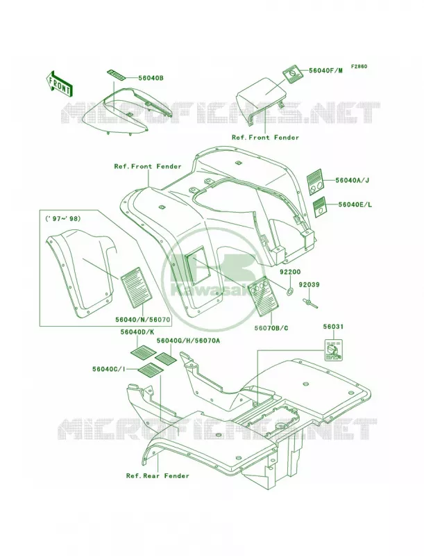 Labels Kawasaki QUAD 300 1999 Bayou 300  KLF300-B12