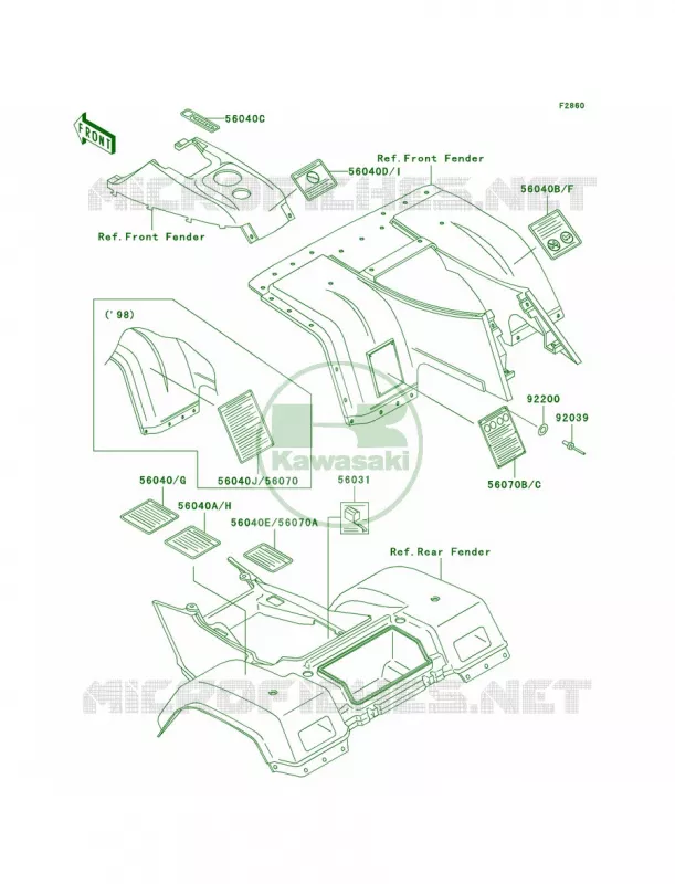 Labels Kawasaki QUAD 300 1999 Bayou 300 4X4  KLF300-C11