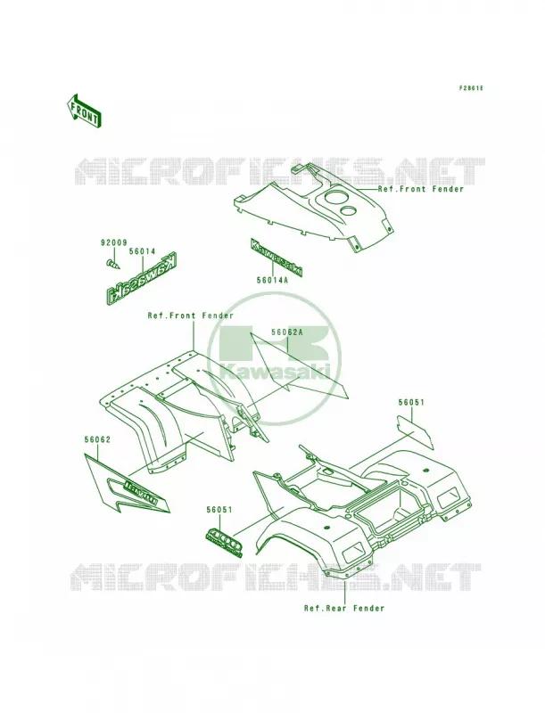 DecalsGreenKLF400-B7 Kawasaki QUAD 400 1999 Bayou 400 4X4  KLF400-B7