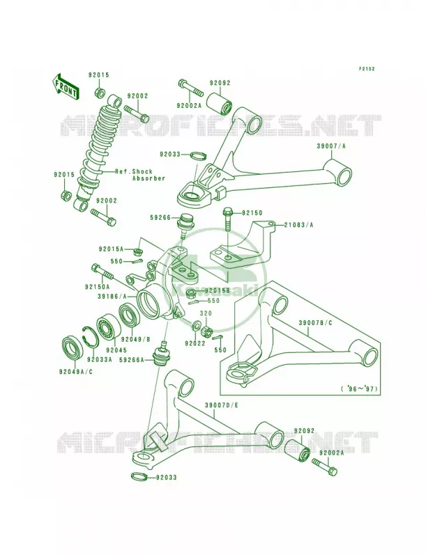 Front Suspension Kawasaki QUAD 400 1999 Bayou 400 4X4  KLF400-B7