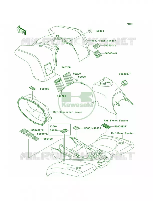 Labels Kawasaki QUAD 300 1999 Prairie 300 4X4  KVF300-A1