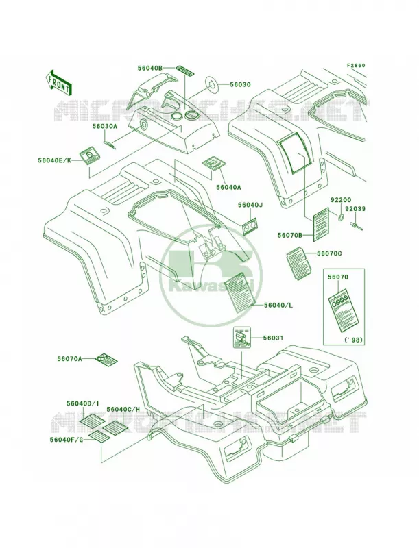 Labels Kawasaki QUAD 220 1998 Bayou 220  KLF220-A11
