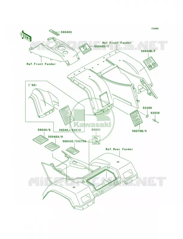 Labels Kawasaki QUAD 300 1998 Bayou 300 4X4  KLF300-C10