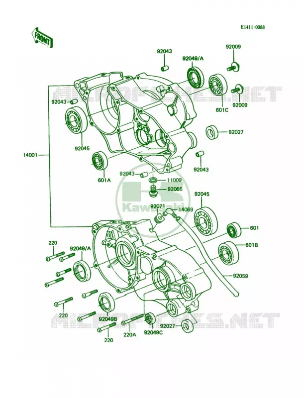 Crankcase Kawasaki MOTOS 80 1984 KDX80  KDX80-C1