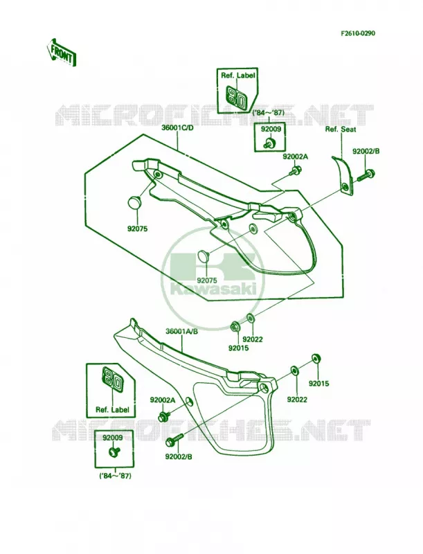 Side Covers Kawasaki MOTOS 80 1984 KDX80  KDX80-C1
