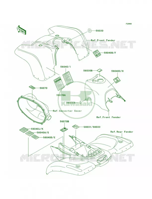 Labels Kawasaki QUAD 400 1998 Prairie 400 4X4  KVF400-A2