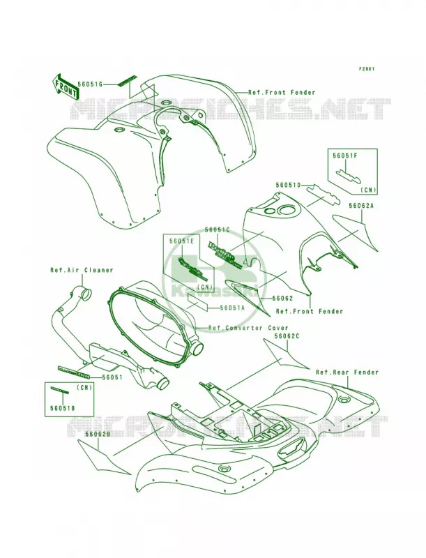 DecalsGreen Kawasaki QUAD 400 1998 Prairie 400  KVF400-B1