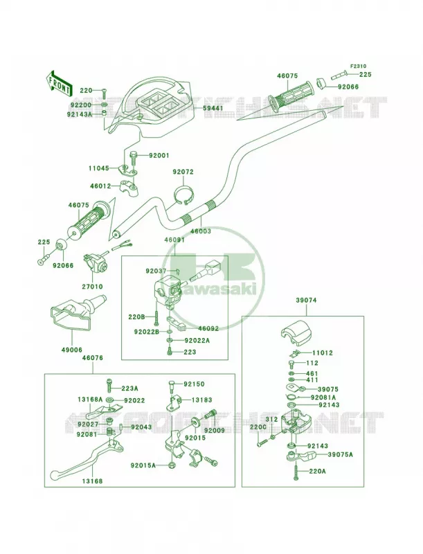 Handlebar Kawasaki QUAD 400 1997 Prairie 400 4X4  KVF400-A1