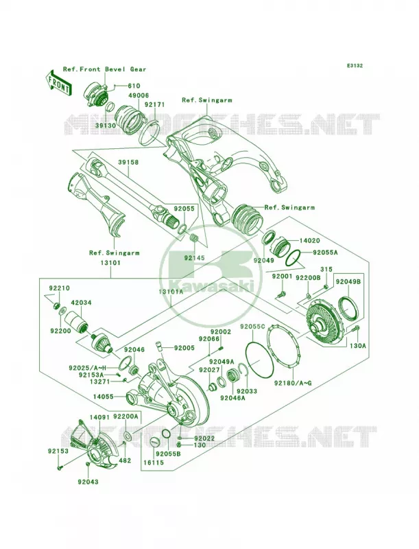 Drive ShaftFinal Gear Kawasaki MOTOS 1400 2014 Concours 14 ABS  ZG1400CEF