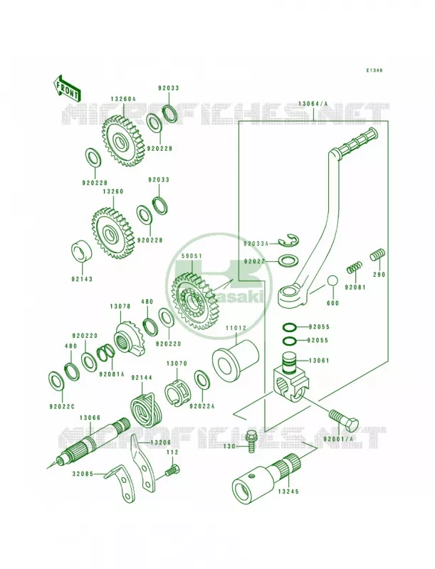 Kickstarter Mechanism Kawasaki QUAD 400 1995 Bayou 400 4X4  KLF400-B3