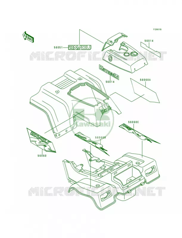 DecalsGrayKLF220-A7 Kawasaki QUAD 220 1994 Bayou 220  KLF220-A7
